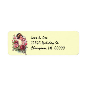 Vintage Flapper Enjoys Roses Address Labels