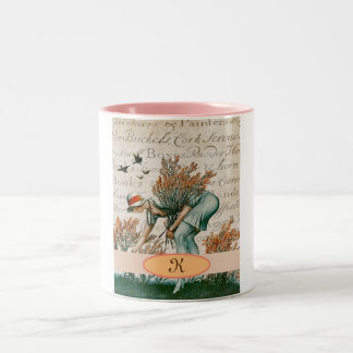 Vintage flapper gardening, vintage flapper style Two-Tone coffee mug