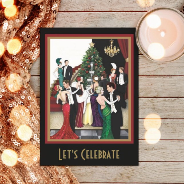 Vintage Flapper Gatsby Holiday Christmas Party Invitation (Creator Uploaded)
