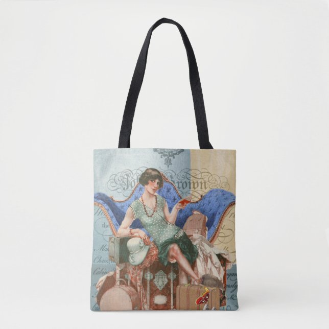 Vintage Flapper Girl in Paris Tote Bag (Front)