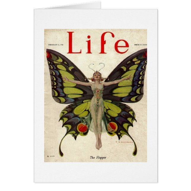 Vintage Flapper Lady Butterfly, (Front)