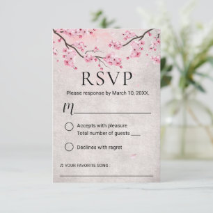 Vintage Fleur de cerise Printemps Mariage RSVP