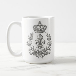 Vintage Fleur de Lis and Crown coffee mug
