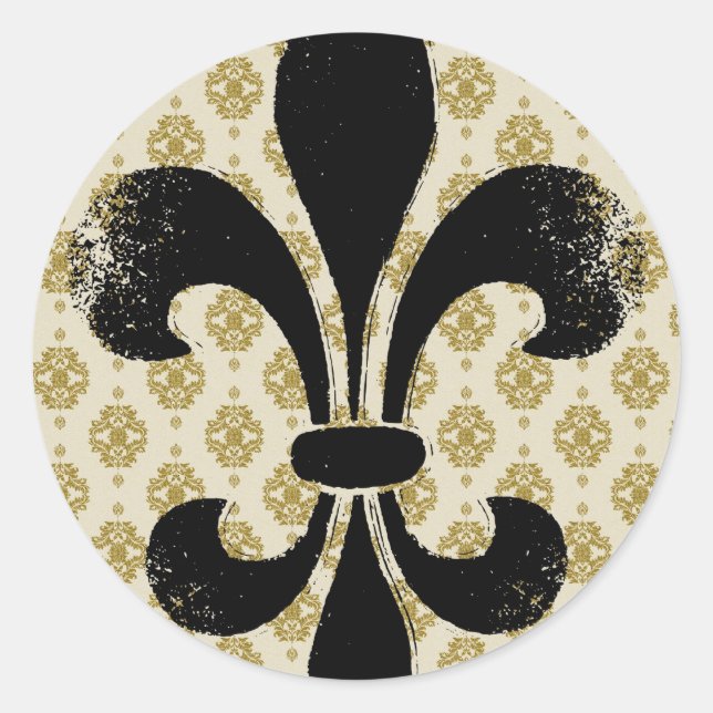 Vintage Fleur de lis Classic Round Sticker (Front)