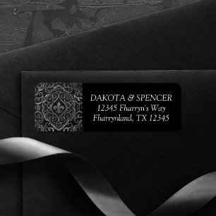 Vintage Fleur de Lis Damask Adresse de gravité