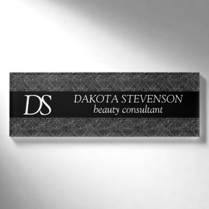 Vintage Fleur de Lis   Grunge Damask Monogram Name Tag