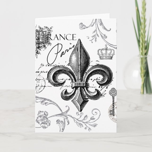 Vintage Fleur de Lis notecard (Front)