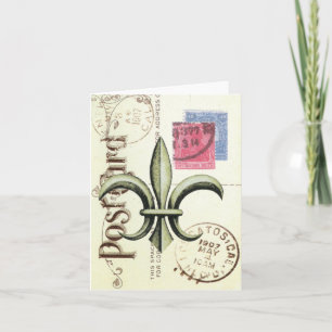 Vintage-Fleur de Lis postage-notecard Card