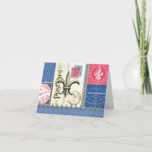 Vintage-Fleur de Lis postage-notecard Card