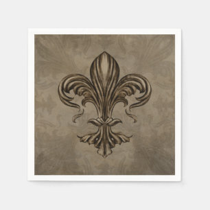 Vintage Fleur-de-lis Sepia Napkin