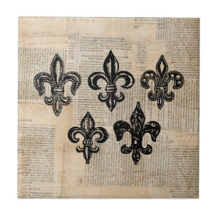 Vintage Fleur de Lis Symbols Fleur-de-lis Art Tile
