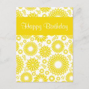 Vintage fleuri jaune Joyeux Anniversaire Carte pos