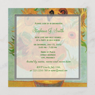 Vintage fleurs de soleil invitation à la douche nu