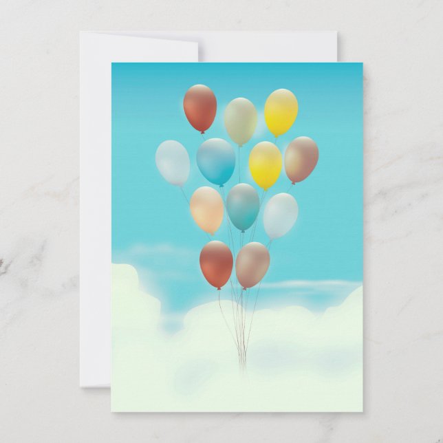 Vintage Floating Balloons Invitation (Back)
