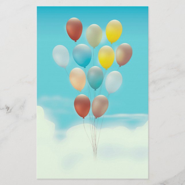 Vintage Floating Balloons Stationery (Front)
