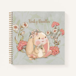 Vintage Floppy Bunny Floral  Notebook