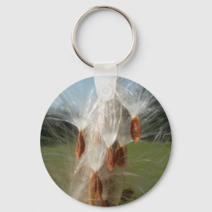 Vintage Flora and Fauna Milkweeds Floating.jpg Keychain