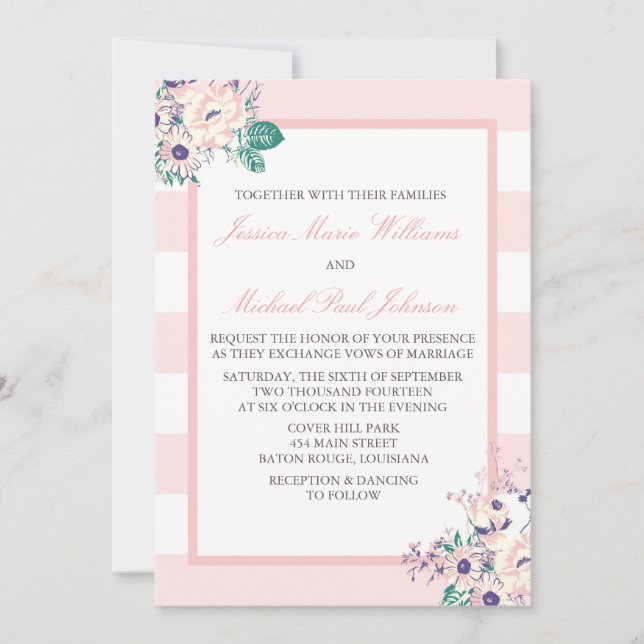 Vintage Flora Wedding Invitations (Front)