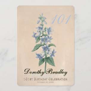 Vintage Floral 101st Birthday Celebration Custom Invitation
