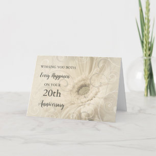 Vintage Floral 20th Wedding Anniversary Card