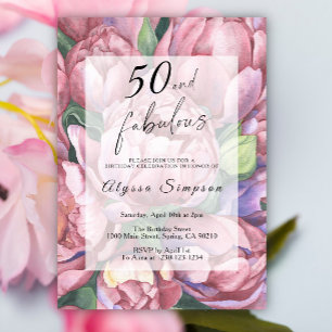 Vintage Floral 50e anniversaire de fête Invitation