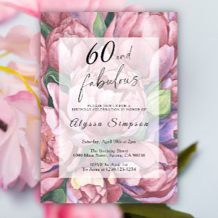 Vintage Floral 60e anniversaire de fête Invitation