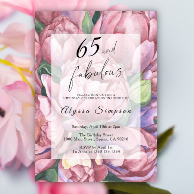 Vintage Floral 65th Birthday Party Invitation (Creator Uploaded)