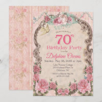 Vintage Floral 70th Birthday Invitation