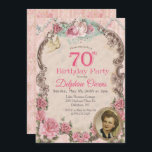 Vintage Floral 70th Birthday Invitation<br><div class="desc">Shabby Chic Vintage Floral 70th Birthday Invitation Romantic Floral Tea Party Pearls</div>