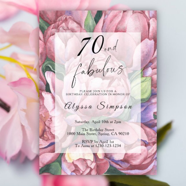 Vintage Floral 70th Birthday Party Invitation (Creator Uploaded)