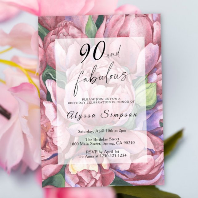 Vintage Floral 90th Birthday Party Invitation (Creator Uploaded)