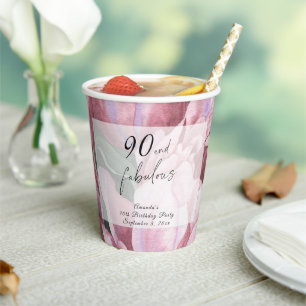 Vintage Floral 90th Birthday Party  Paper Cups