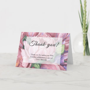 Vintage Floral 90th Birthday Party Thank You Card
