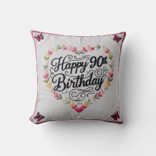 Vintage Floral 90th Birthday Throw Pillow: A Touch Pillow