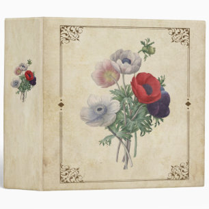 Vintage Floral Aged Parchment Scrapbook Binder