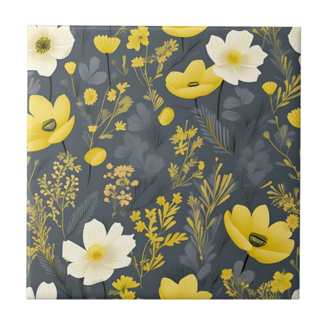 Vintage Floral Aged Wood Effect Tile (Front)