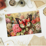 Vintage floral and butterfly decoupage tissue paper<br><div class="desc">Beautiful vintage floral and butterfly decoupage with handwritten notes ephemera in the background.</div>