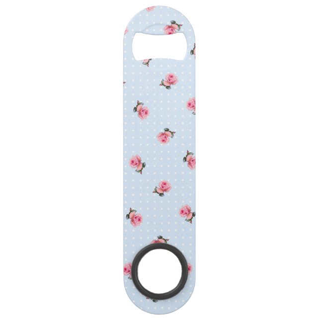 Vintage floral and dots bar key (Front)