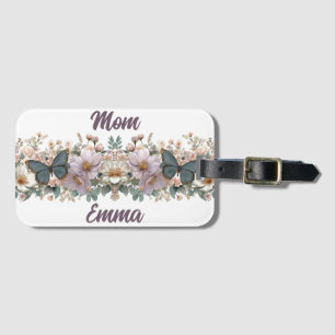 Vintage Floral and Green Butterfly for Mom Luggage Tag
