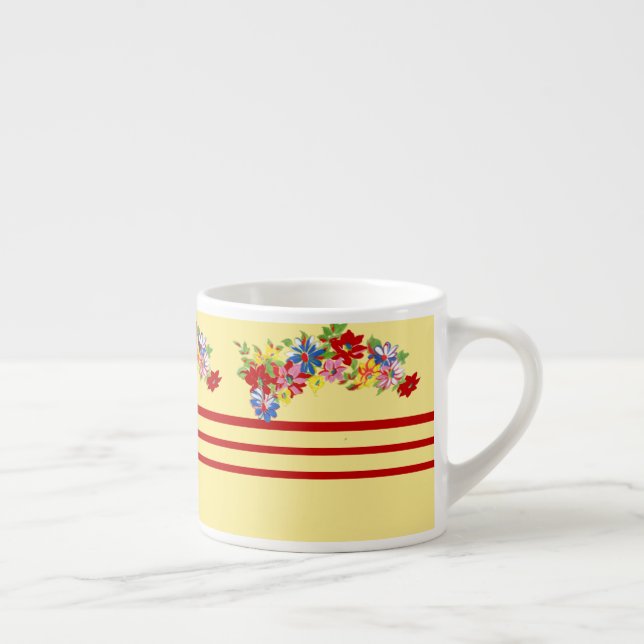 Vintage Floral And Stripes Espresso Mug (Right)