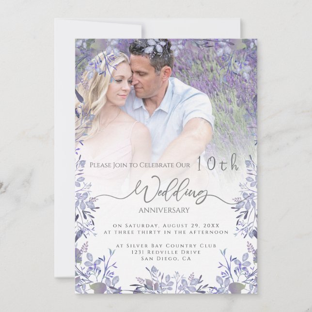 Vintage Floral anniversaire Invitation photo (Devant)