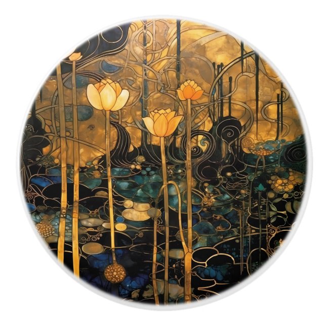 Vintage Floral Antique Ceramic Knob (Front)