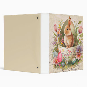 Vintage Floral Antique Easter Rabbit Binder