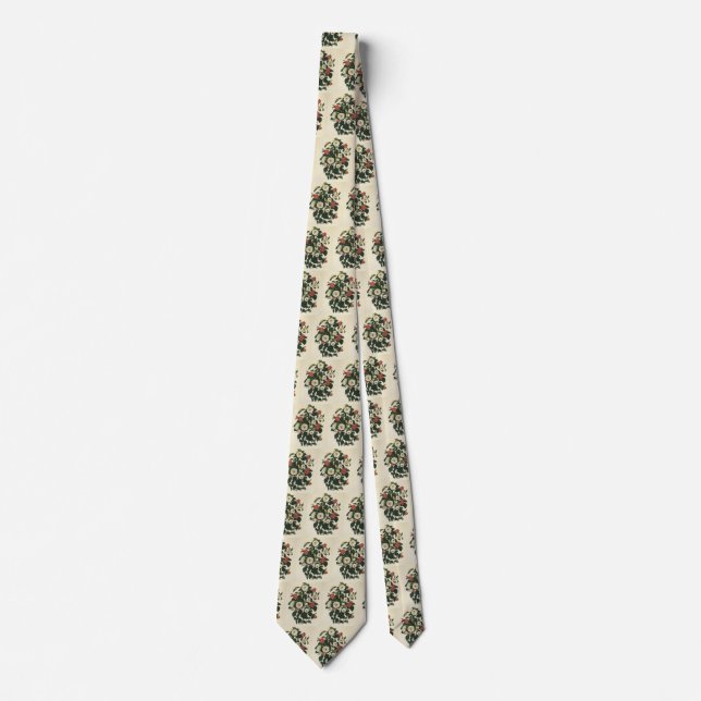 Vintage Floral, Antique Garden Roses Flowers Tie (Front)