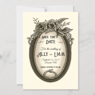 Vintage Floral Antique Magnetic Save The Date Invitation