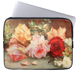 Vintage Floral Antique Rose Flowers Still Life Art Laptop Sleeve