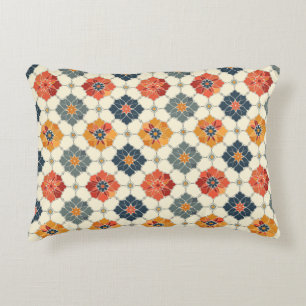 Vintage Floral Arabesque Tile Pattern Accent Pillow