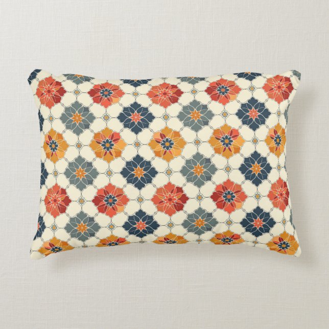 Vintage Floral Arabesque Tile Pattern Accent Pillow (Front)
