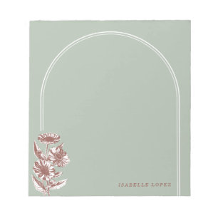 Vintage Floral Arch Custom Notepad - Green