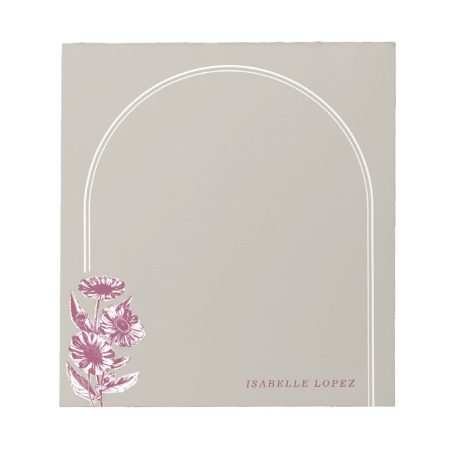 Vintage Floral Arch Custom Notepad - Grey (Front)